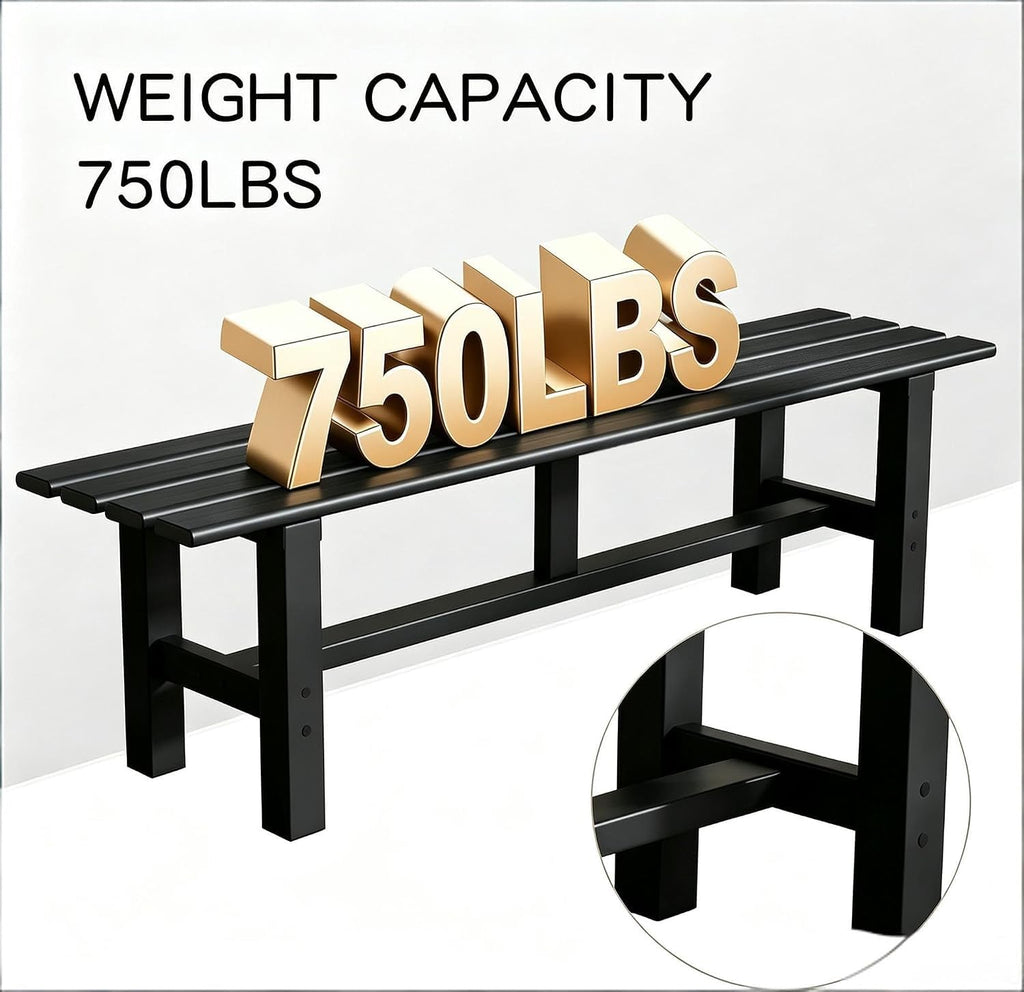 59 Inches Black 2-Person Aluminum Outdoor Bench W445677