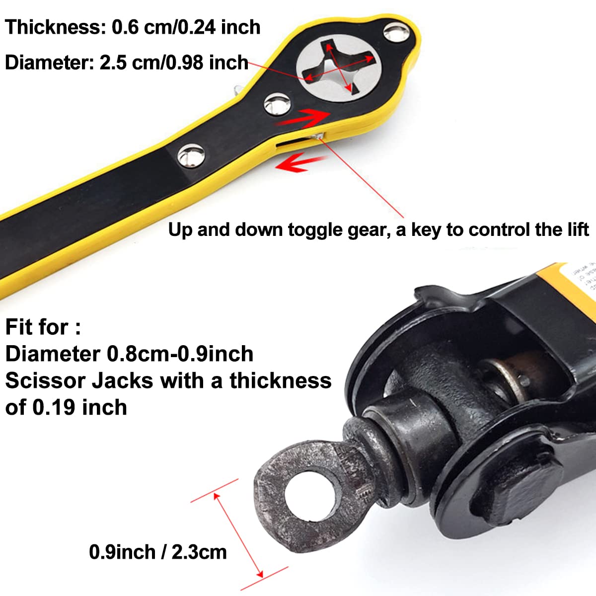 Car Jack Ratchet Wrench Scissor Jack Adapter Tool O136