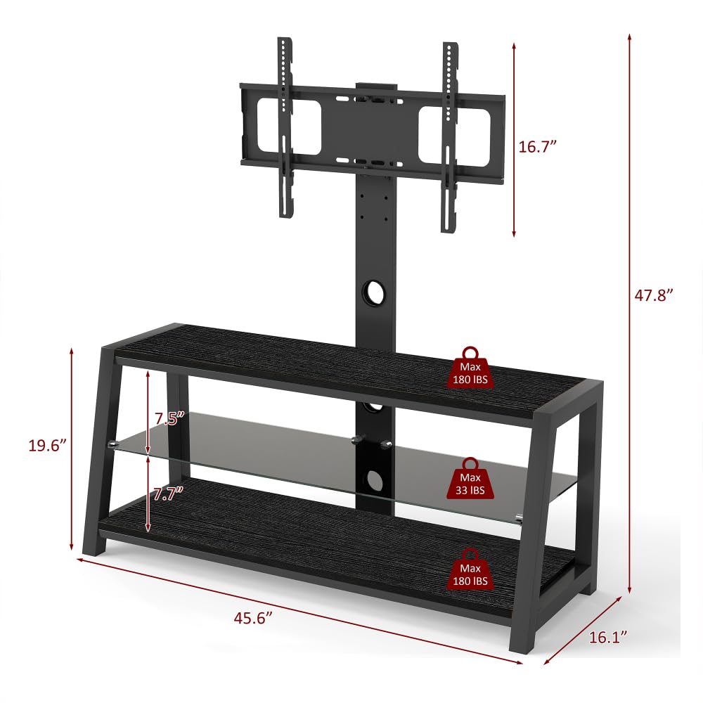 32-65" Swivel TV Stand with 3-Tier Storage and Height Adjustable E784528