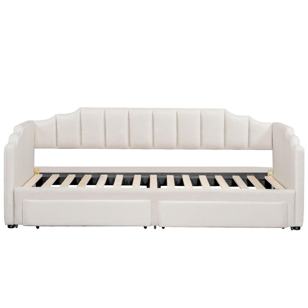 Twin XL Upholstered Daybed with Trundle and 2 Drawers W99583