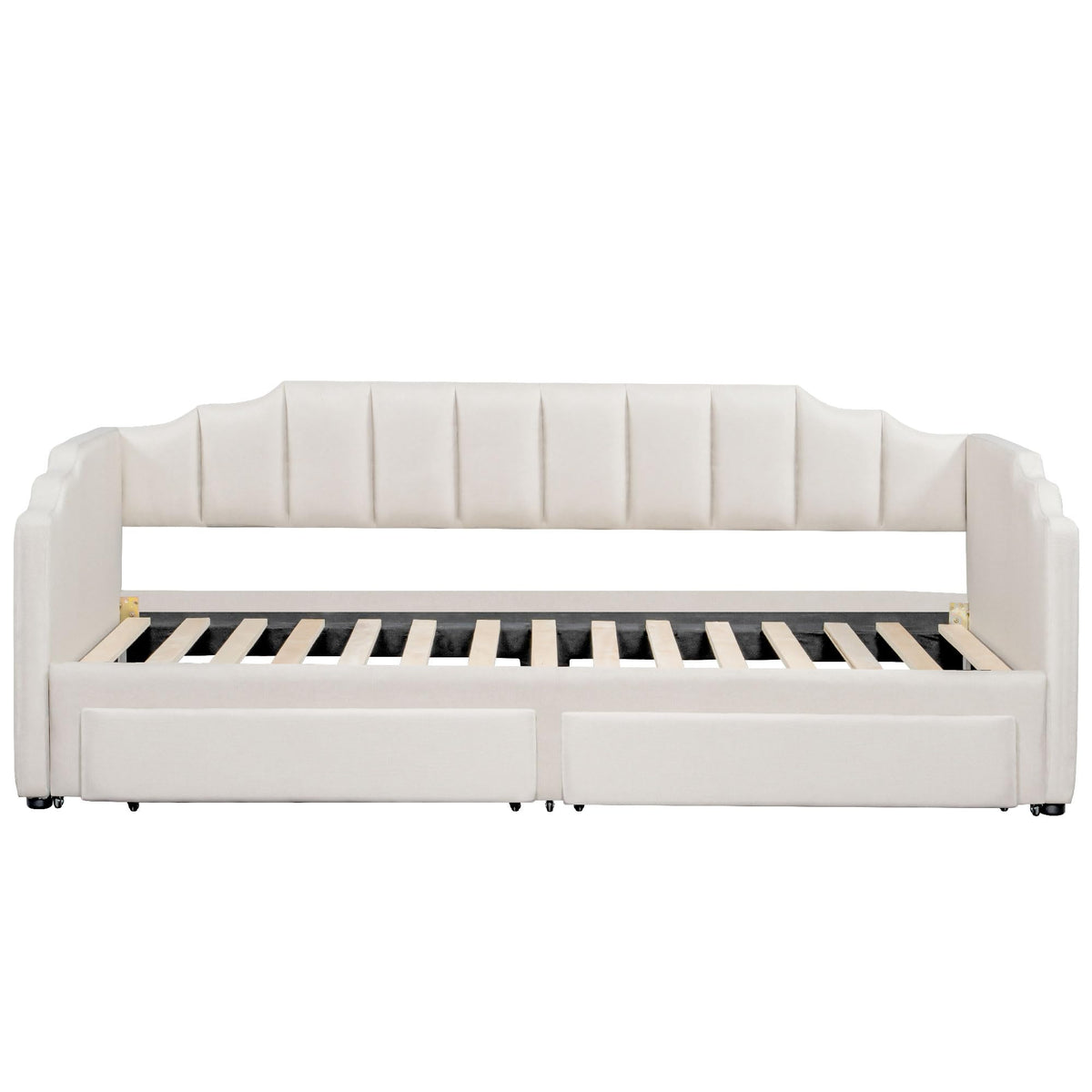 Twin XL Upholstered Daybed with Trundle and 2 Drawers W99583