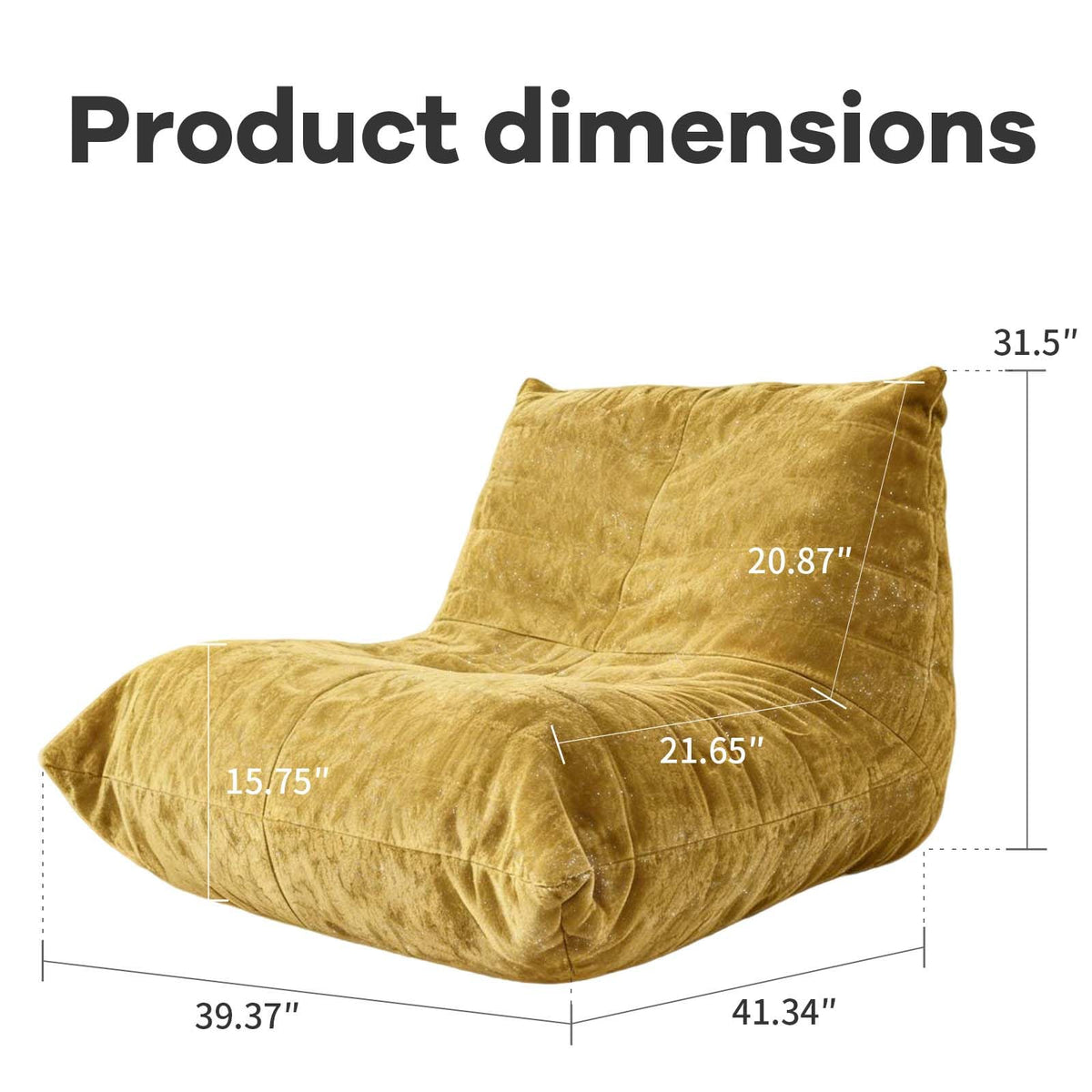 Yellow Memory Foam Bean Bag Chair J39074