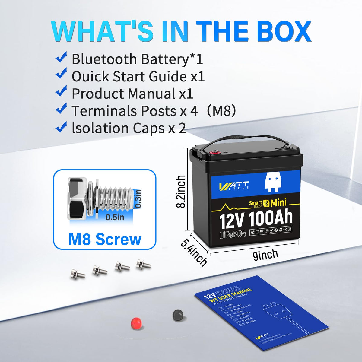 12V 100Ah Mini LiFePO4 Battery with Bluetooth L950