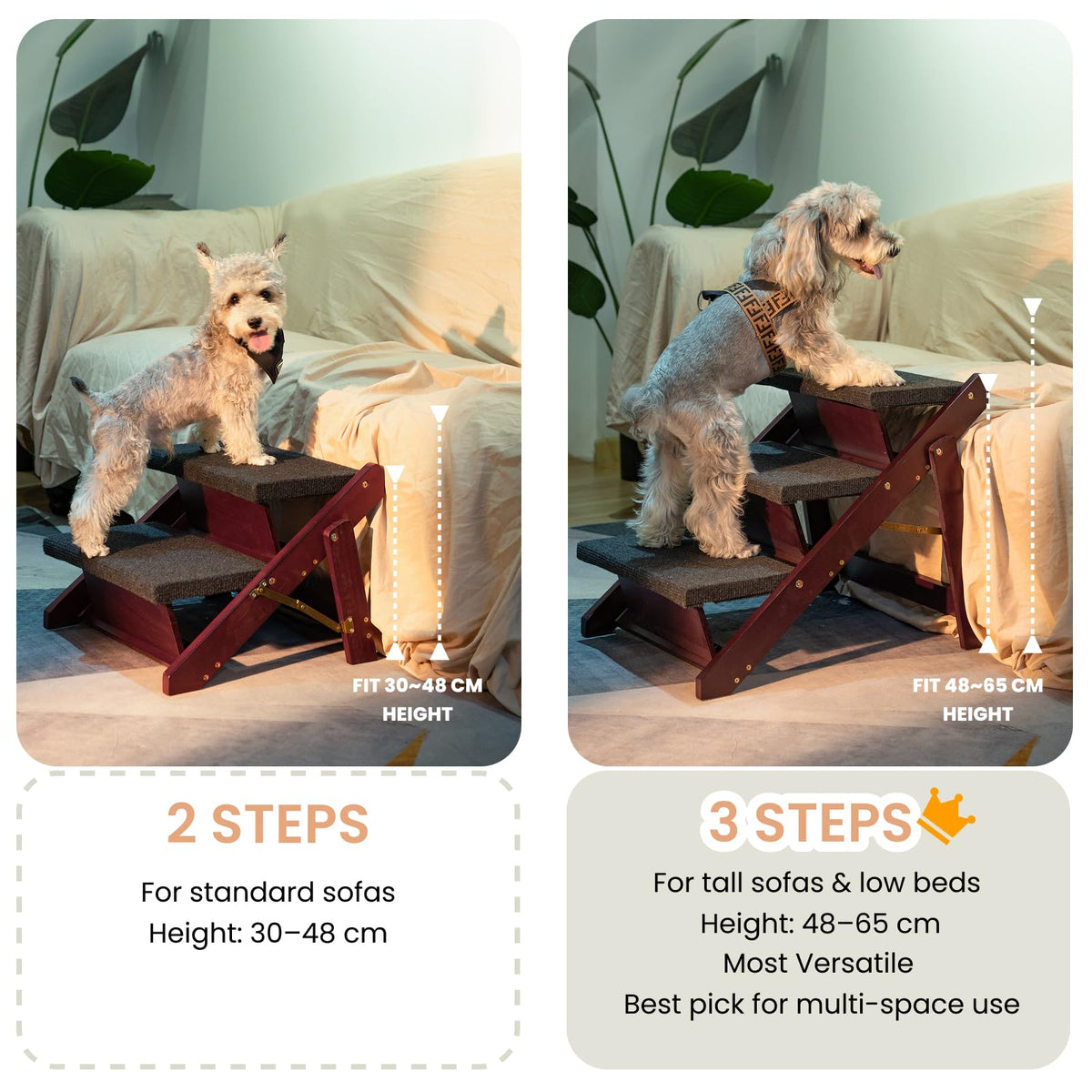 Wooden 4 Step Foldable Pet Stairs Y5533