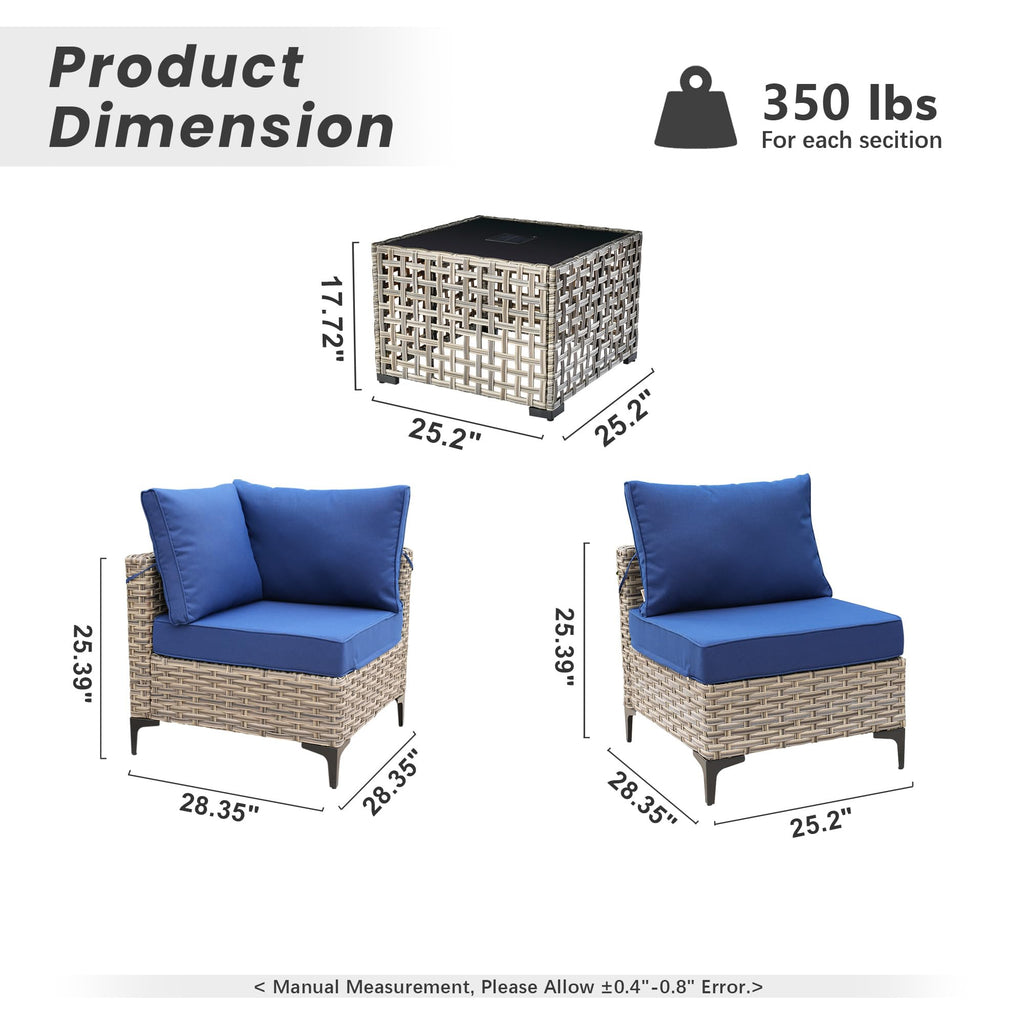 5 PCS Rattan Patio Conversation Set with Coffee Table N359