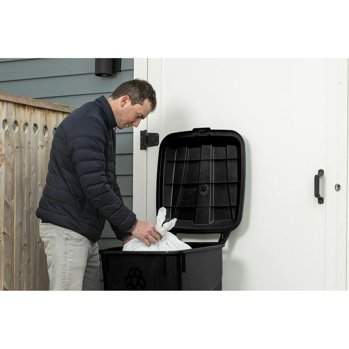 Black 45 Gallon Wheeled Plastic Garbage Can with Lid G94568