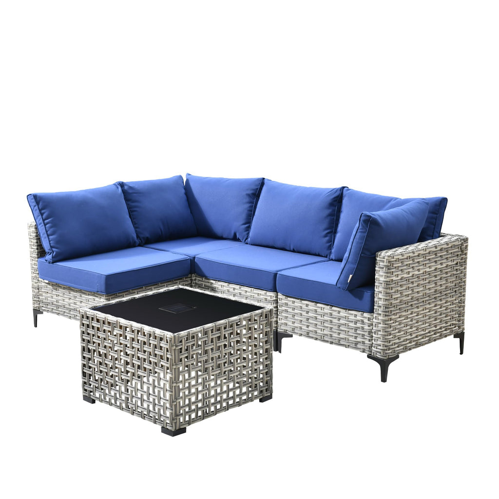 5 PCS Rattan Patio Conversation Set with Coffee Table N359