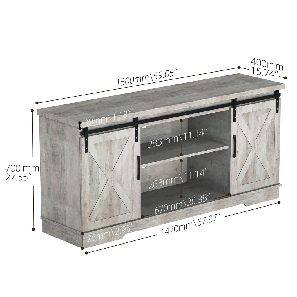 65 Inch TV Stand with Sliding Barn Doors C4624