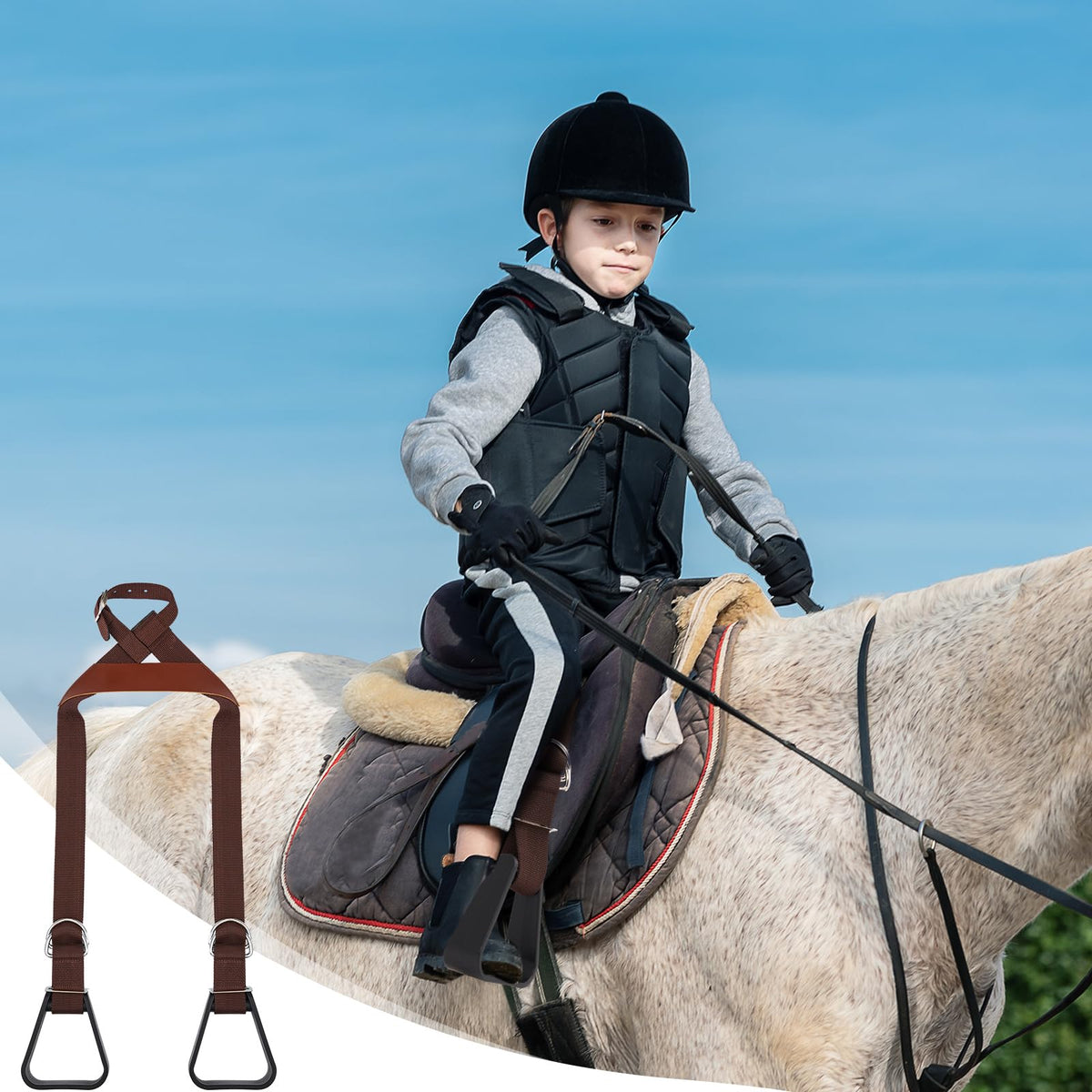 Kids Adjustable Nylon Straps Stirrups T26433