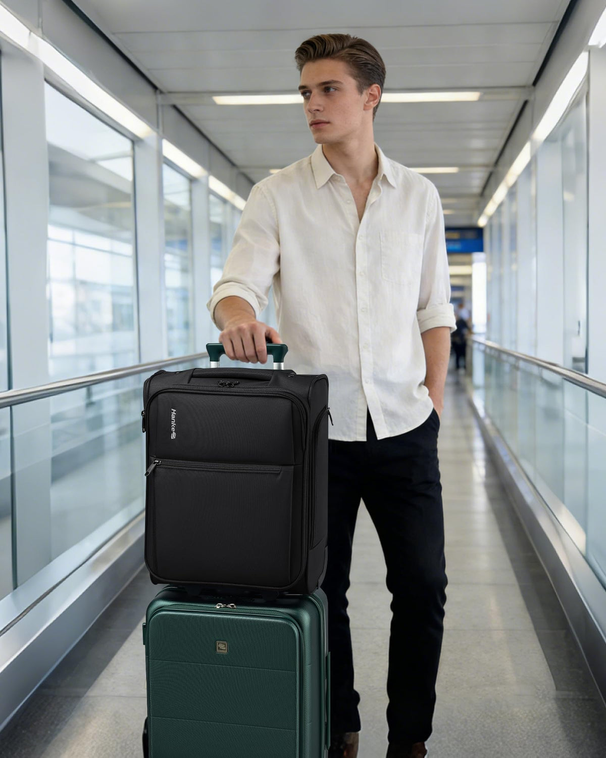 17 Inch Black Underseat Carry On Luggage with Wheels P842607