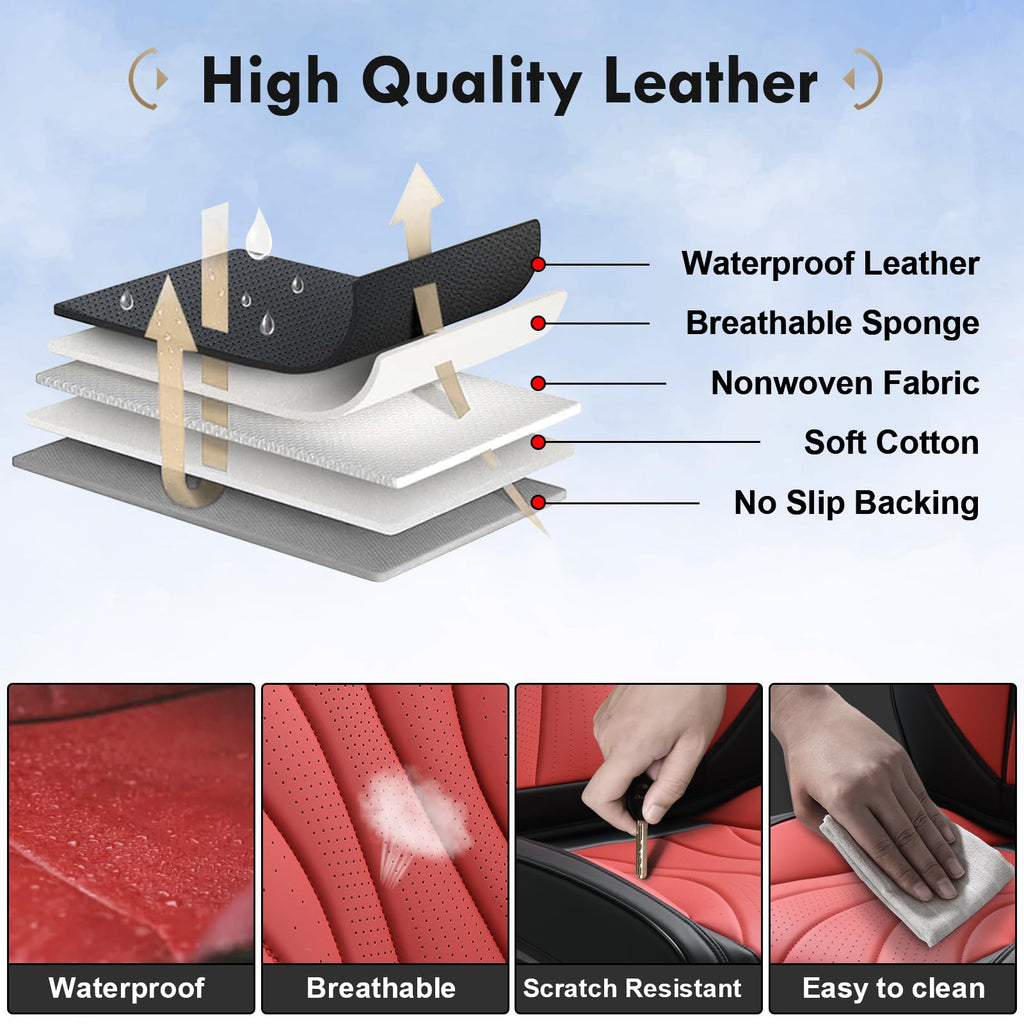 Black Red 2 Pack Leather Car Seat Covers R456358