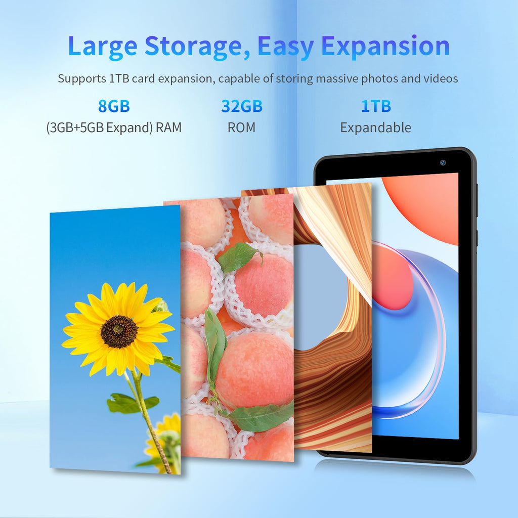 Android 15 Tablet 7 inch 3GB+5GB RAM 32GB ROM 5-Core 3500mAh with Case Q55770