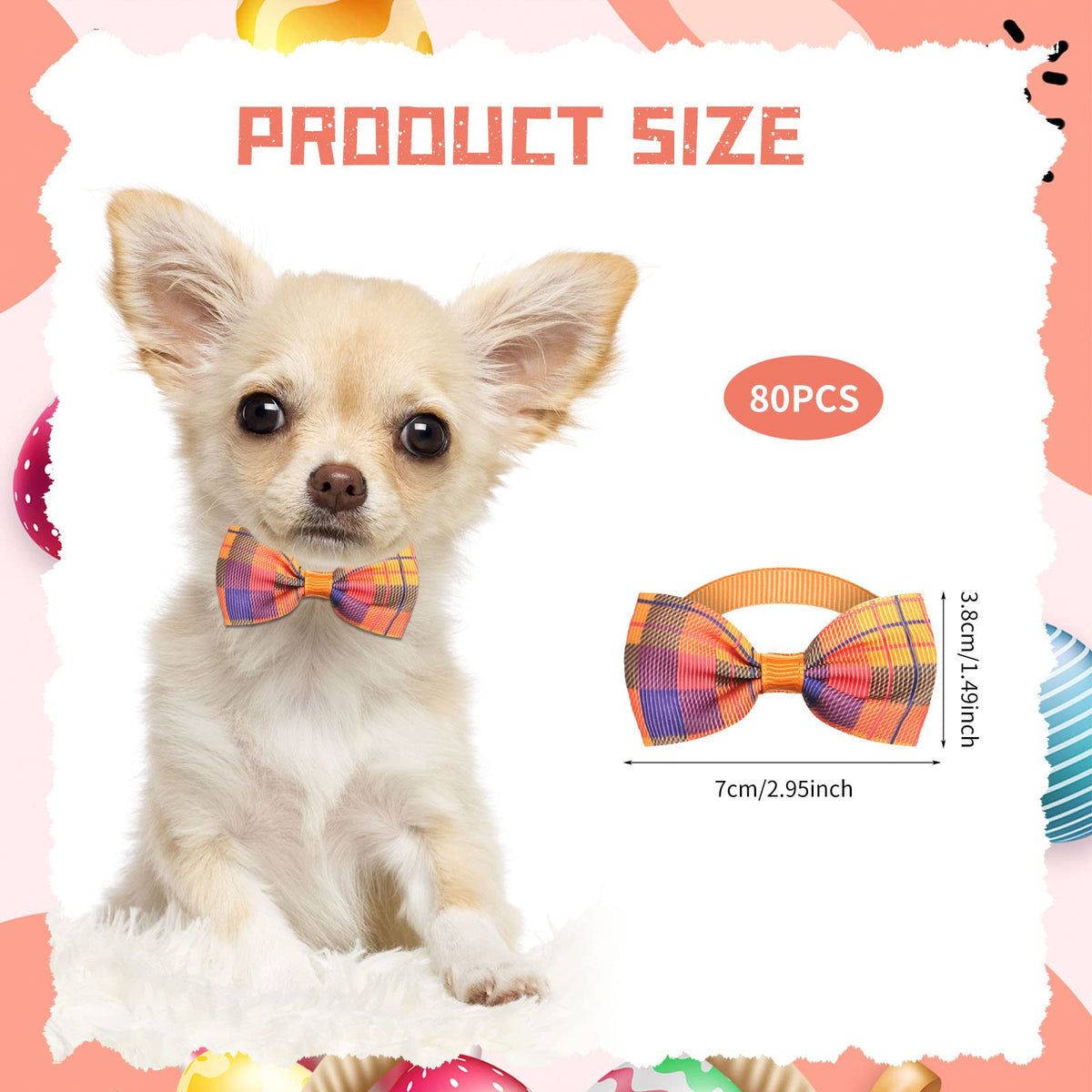 80 Pcs Dog Bow Ties Assorted Pattern C322411
