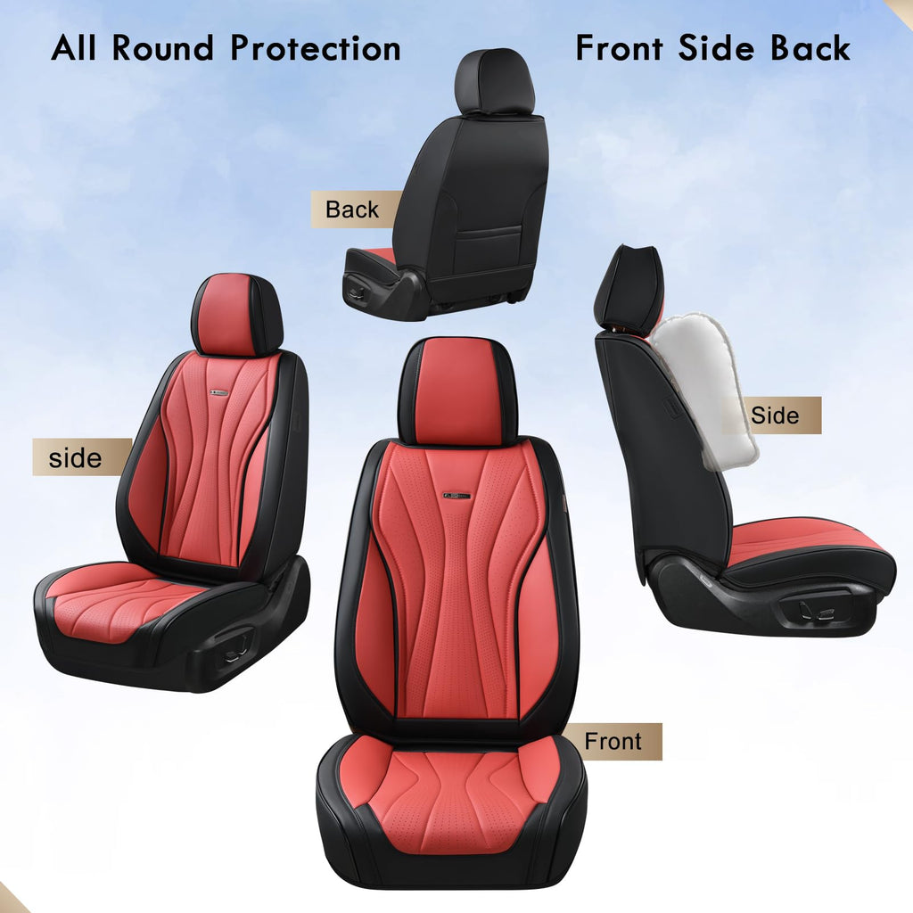 Black Red 2 Pack Leather Car Seat Covers R456358