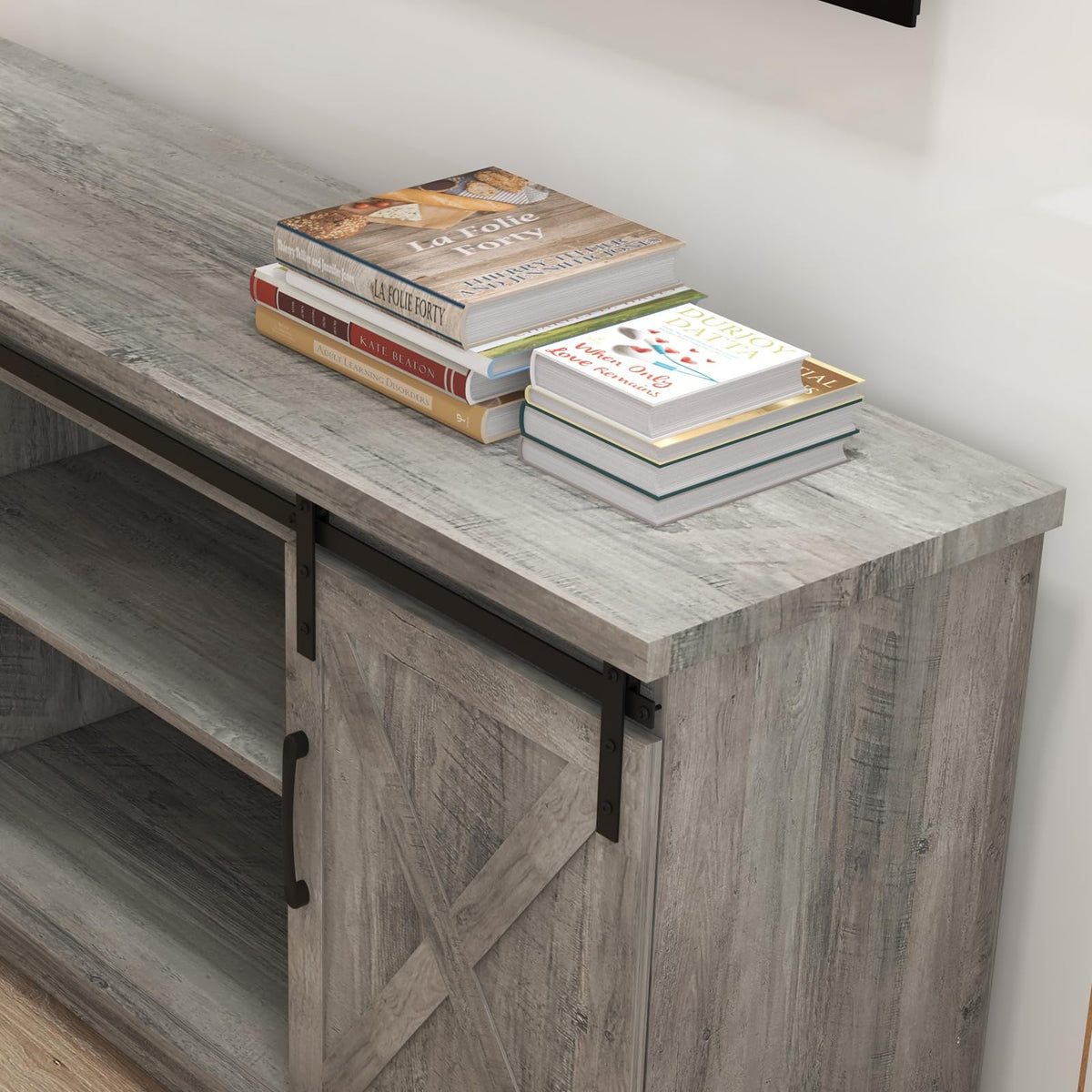 65 Inch TV Stand with Sliding Barn Doors C4624