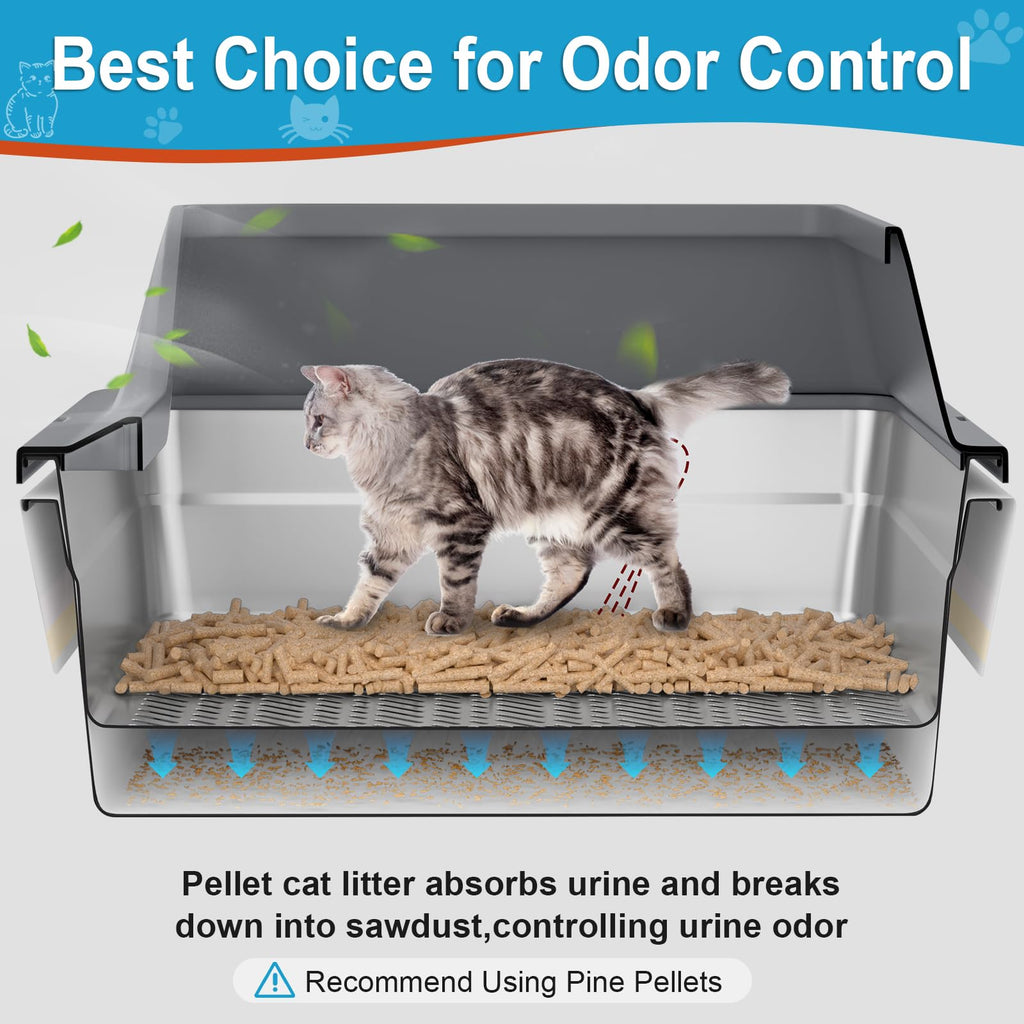 XXXL Stainless Steel Sifting Litter Box with Lid Q161
