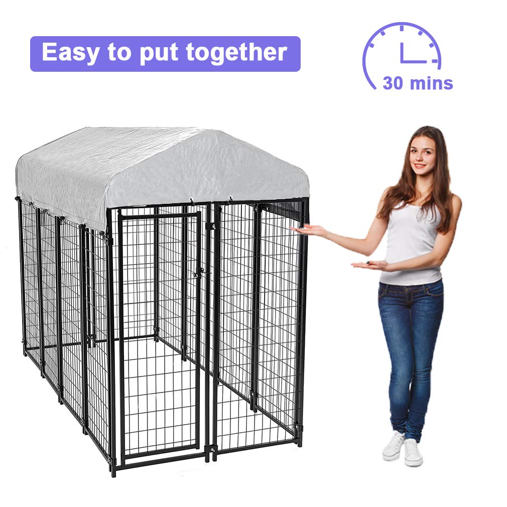 8'x4'x6' Heavy Duty Galvanized Metal Dog Kennel A429