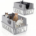 2 Pack 28" Extra Large Stainless Steel Cat Litter Boxes with Lid M15859