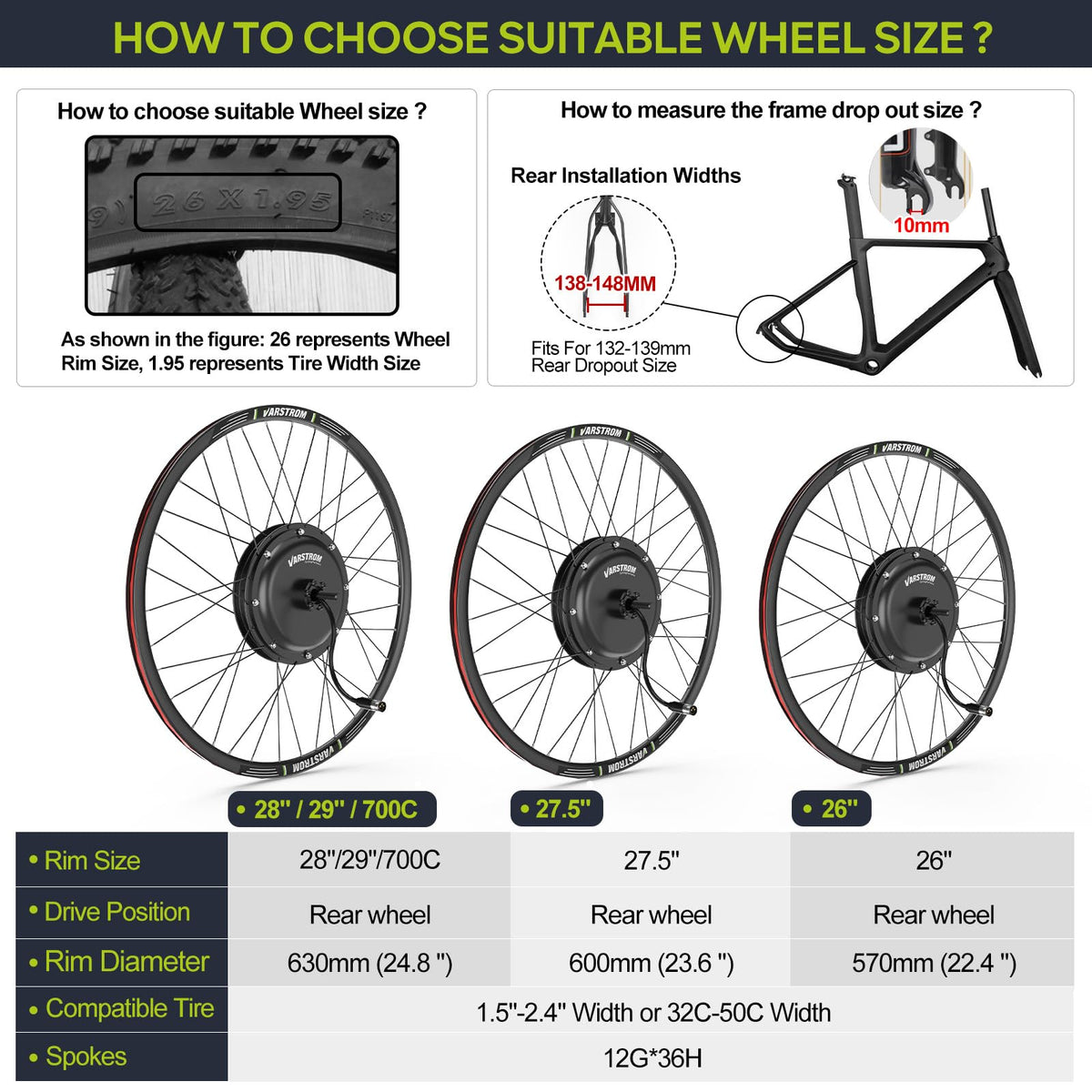 48V 1000W Ebike Conversion Kit F36289