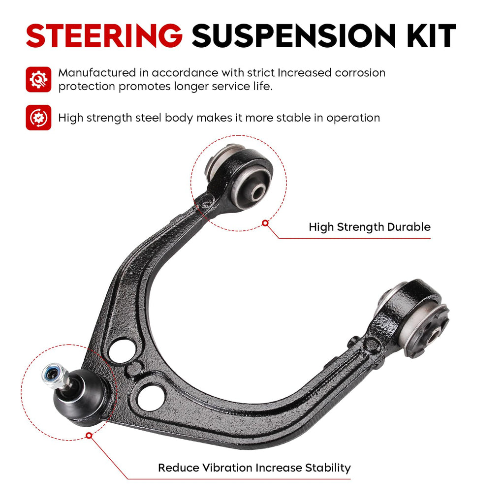 Upper and Lower Control Arms Suspension Kit with Ball Joints Tie Rod End 14pcs E53117