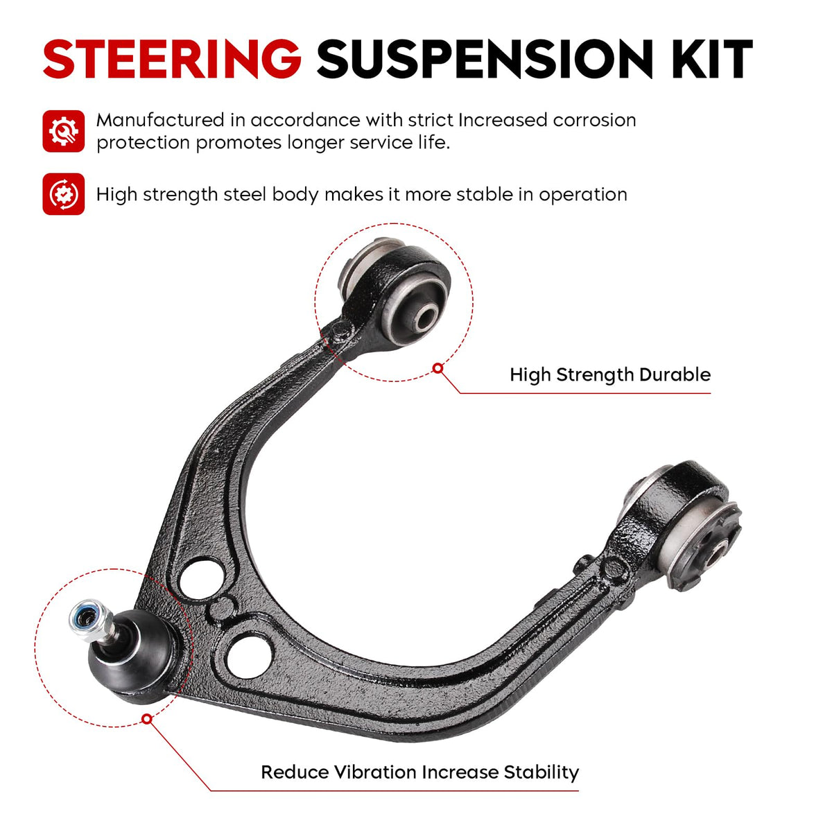 Upper and Lower Control Arms Suspension Kit with Ball Joints Tie Rod End 14pcs E53117