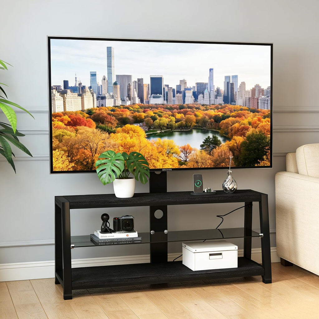 32-65" Swivel TV Stand with 3-Tier Storage and Height Adjustable E784528