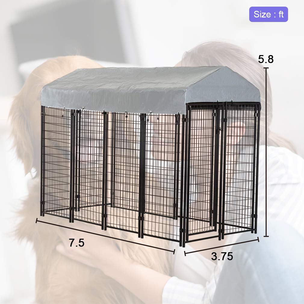 8'x4'x6' Heavy Duty Galvanized Metal Dog Kennel A429