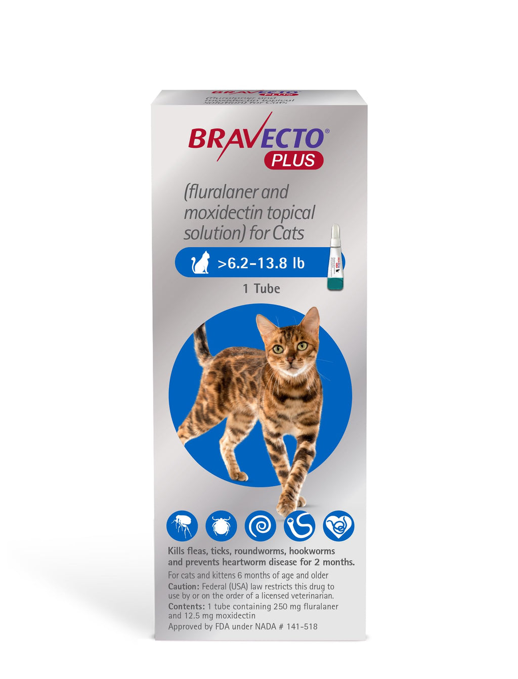 Flea Tick & Heartworm Topical Solution for Cats 2 Months Supply T94525