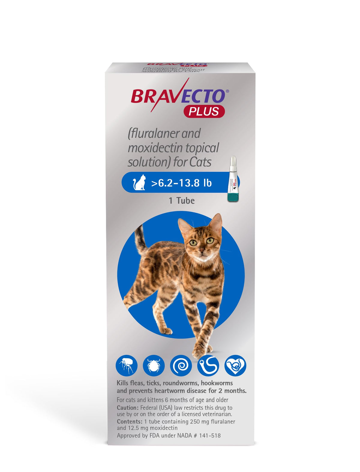 Flea Tick & Heartworm Topical Solution for Cats 2 Months Supply T94525