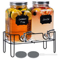 2 Pack 1 Gallon Glass Drink Dispensers with Stand & Spout X755062