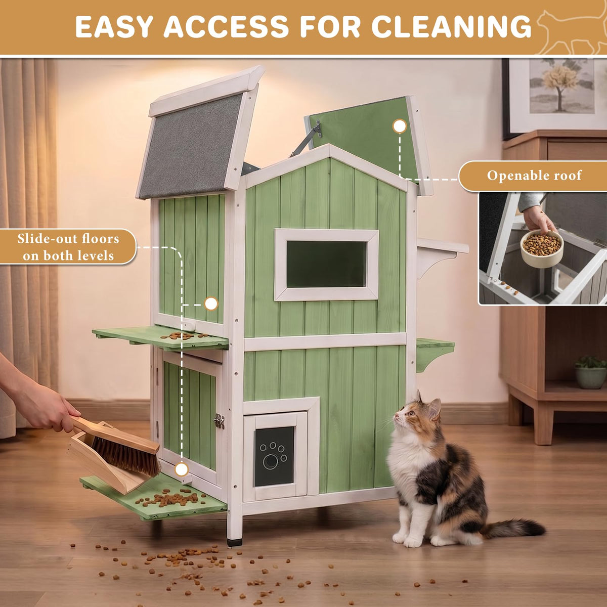Weatherproof Wooden Outdoor Cat House Q8294