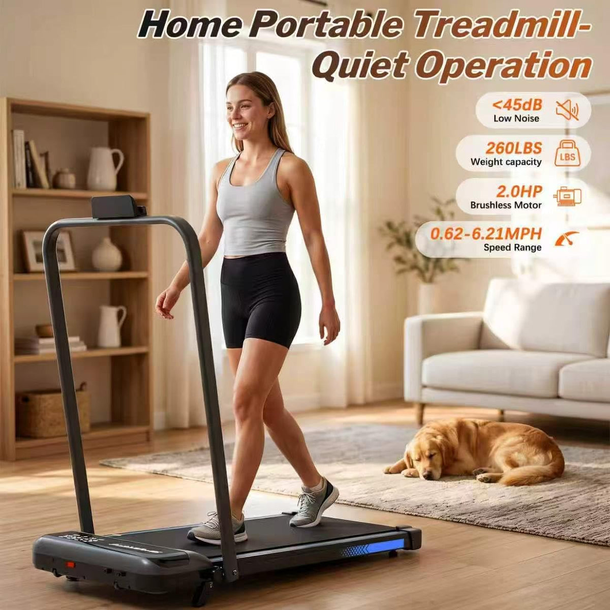 3 in 1 Foldable Under Desk Treadmill with Incline J3352