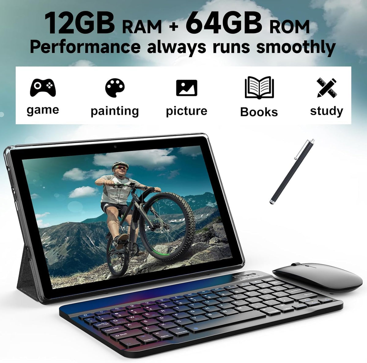 10 inch Tablet 12GB RAM 64GB ROM Black S639852