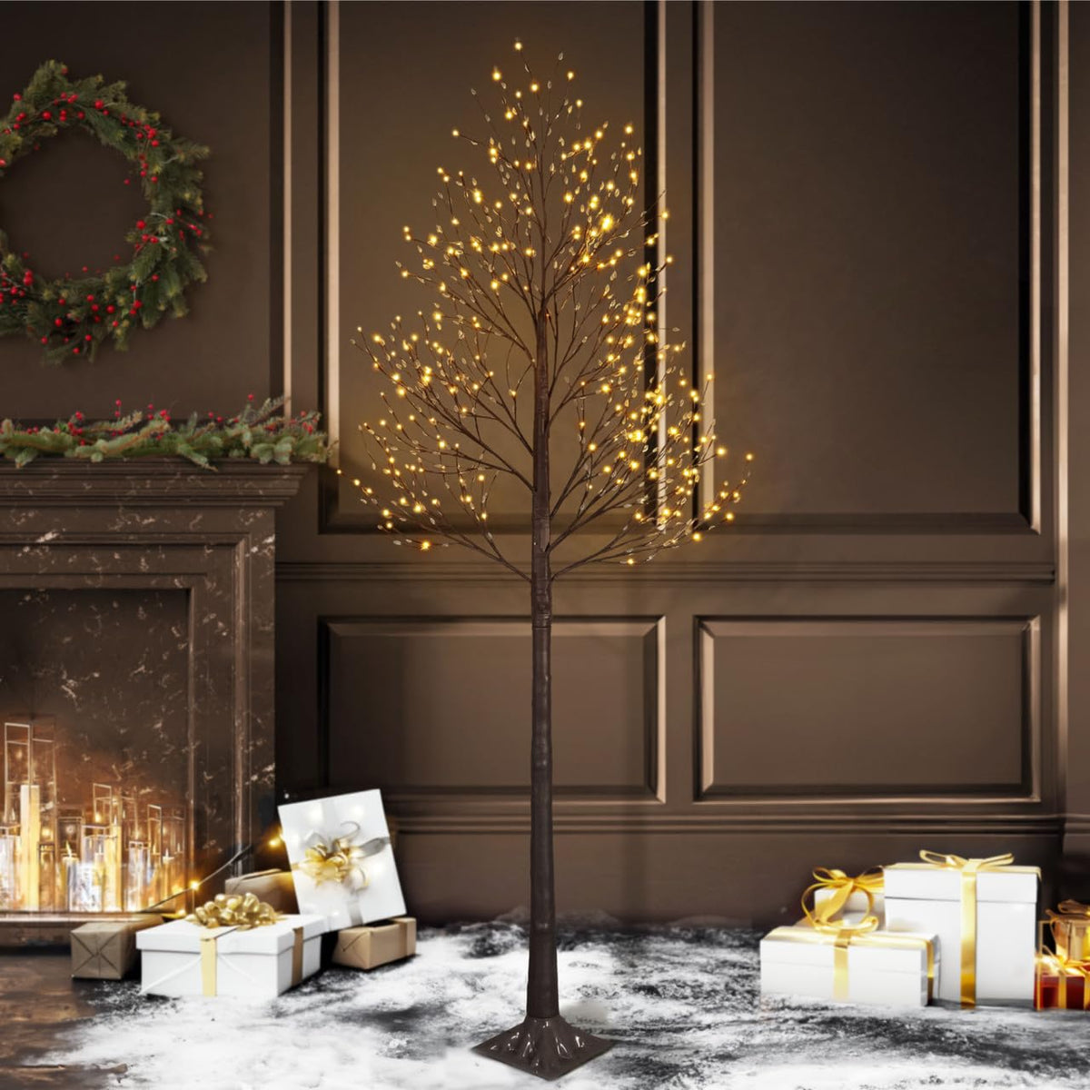8 Ft Lighted Willow Twig Tree with 240 Warm White LED Lights J482