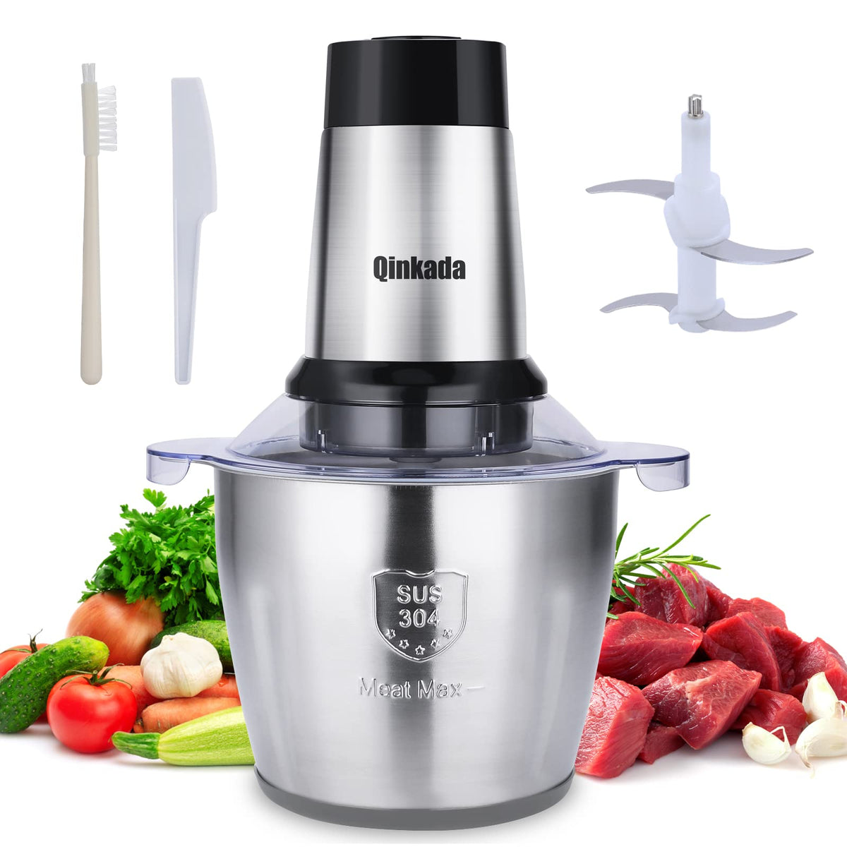Food Processor 500W Meat Grinder 14Cup Stainless Steel Bowl A835619