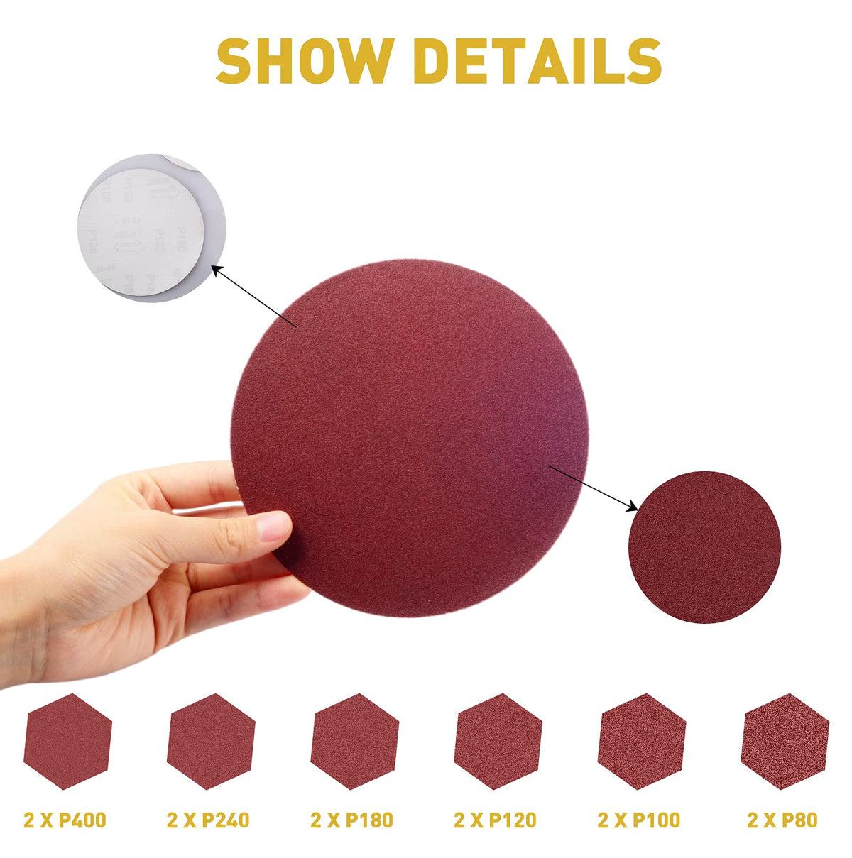 4 x 36 Aluminum Oxide Sanding Belts and 6 Inch Self Stick Sanding Discs 22 Pcs A102