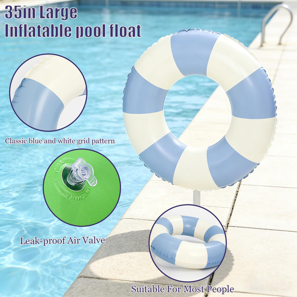 Large Inflatable Pool Float 36 Inch Striped Swim Rings T8912