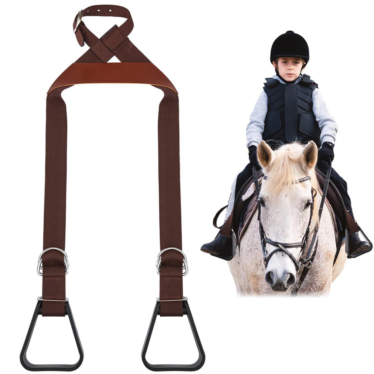Kids Adjustable Nylon Straps Stirrups T26433