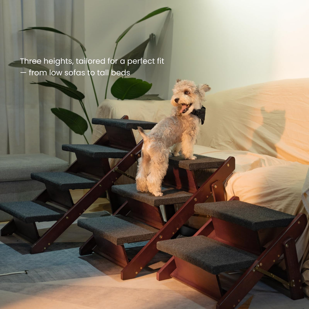Wooden 4 Step Foldable Pet Stairs Y5533