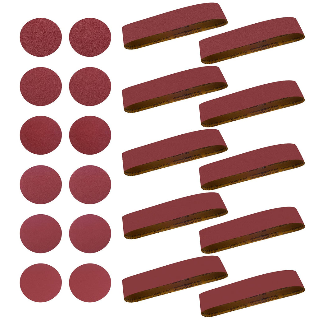 4 x 36 Aluminum Oxide Sanding Belts and 6 Inch Self Stick Sanding Discs 22 Pcs A102