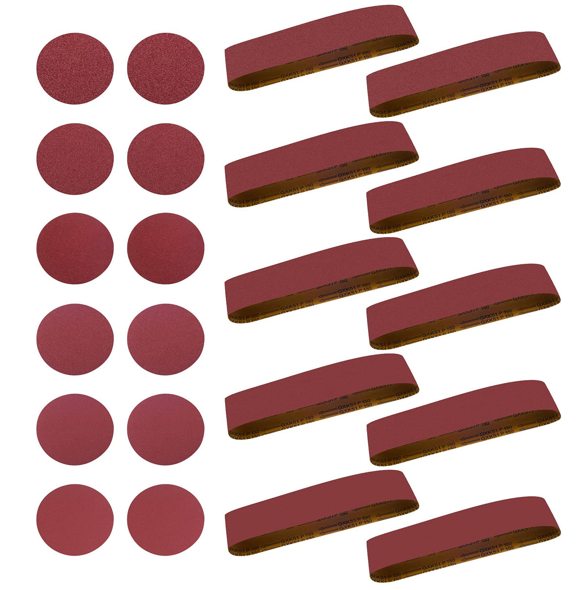 4 x 36 Aluminum Oxide Sanding Belts and 6 Inch Self Stick Sanding Discs 22 Pcs A102