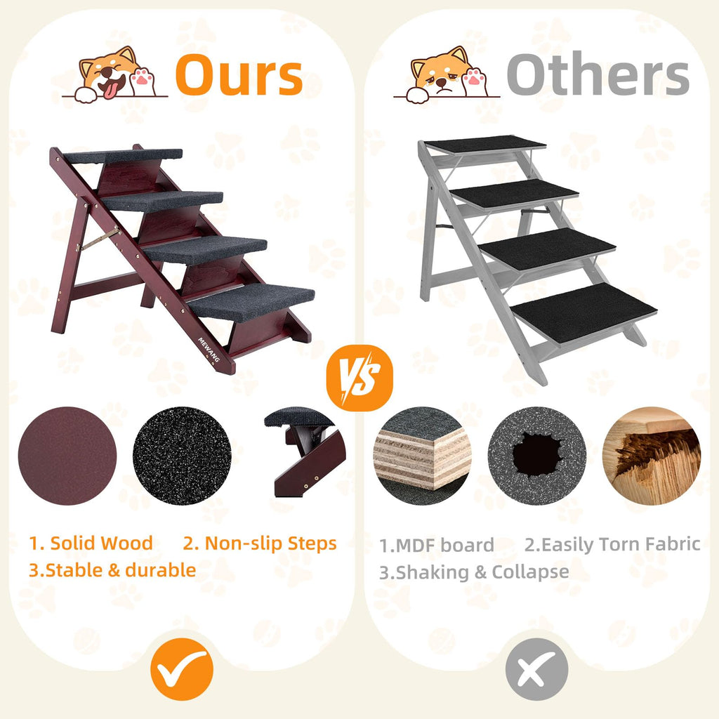 Wooden 4 Step Foldable Pet Stairs Y5533
