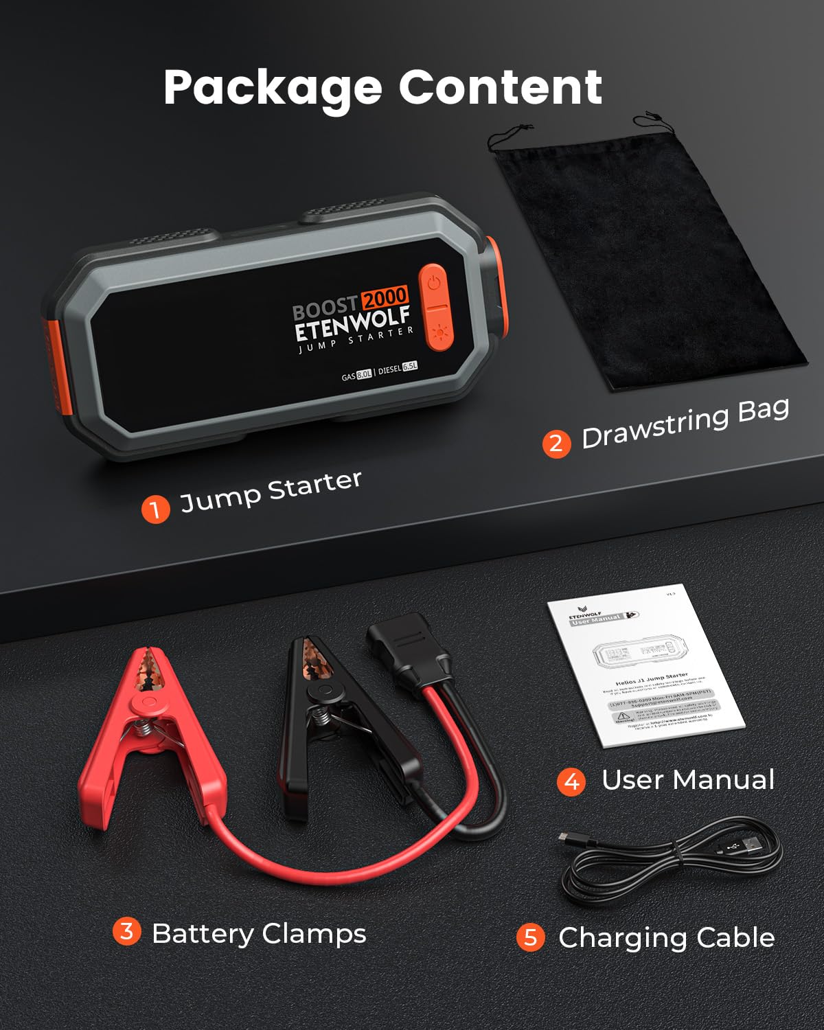 2000A Peak 12V Portable Car Battery Jump Starter N469