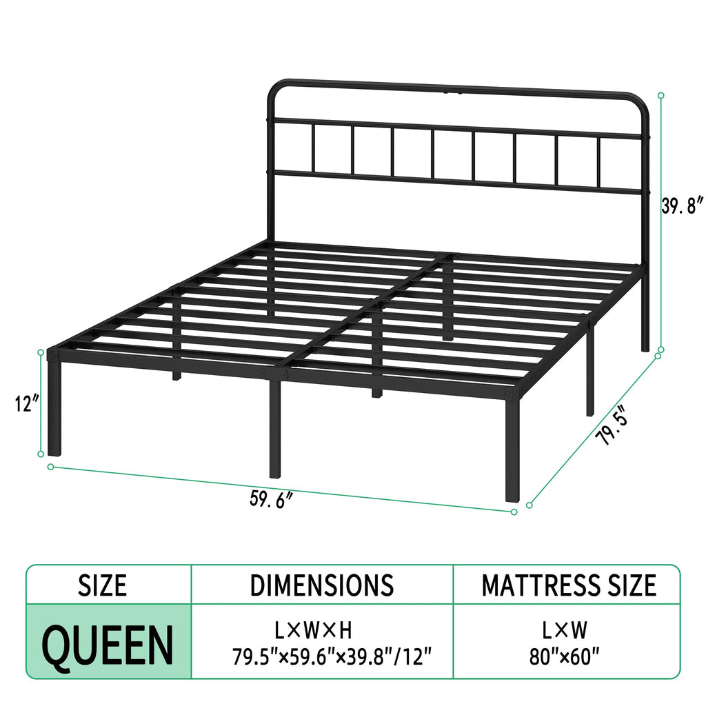 Black Queen Bed Frame with Headboard G5927