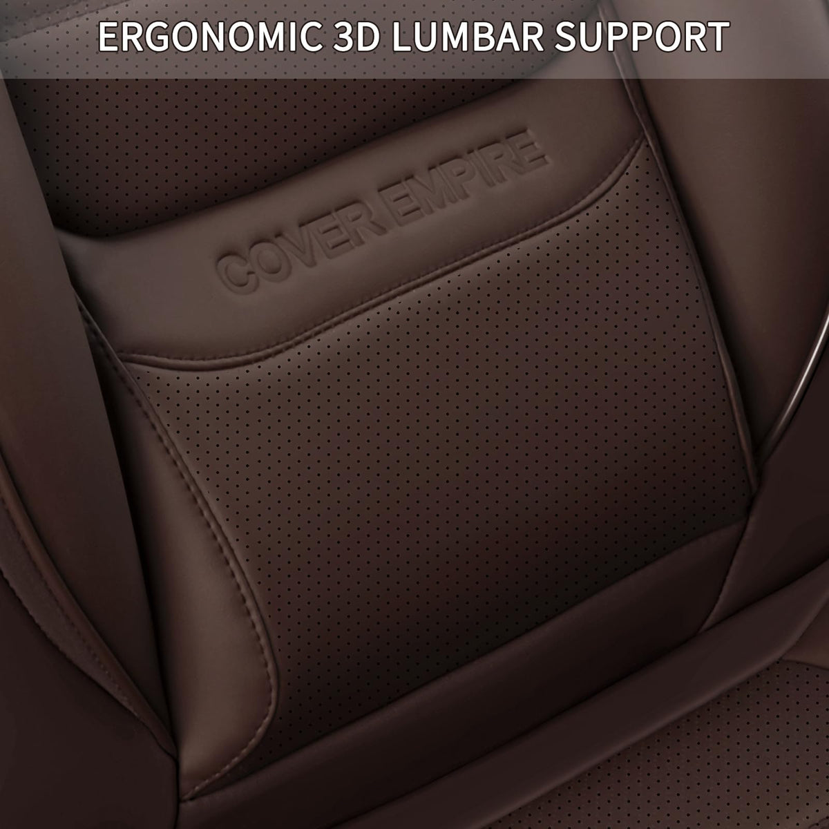 Brown Faux Leather Car Seat Covers Full Set W3535