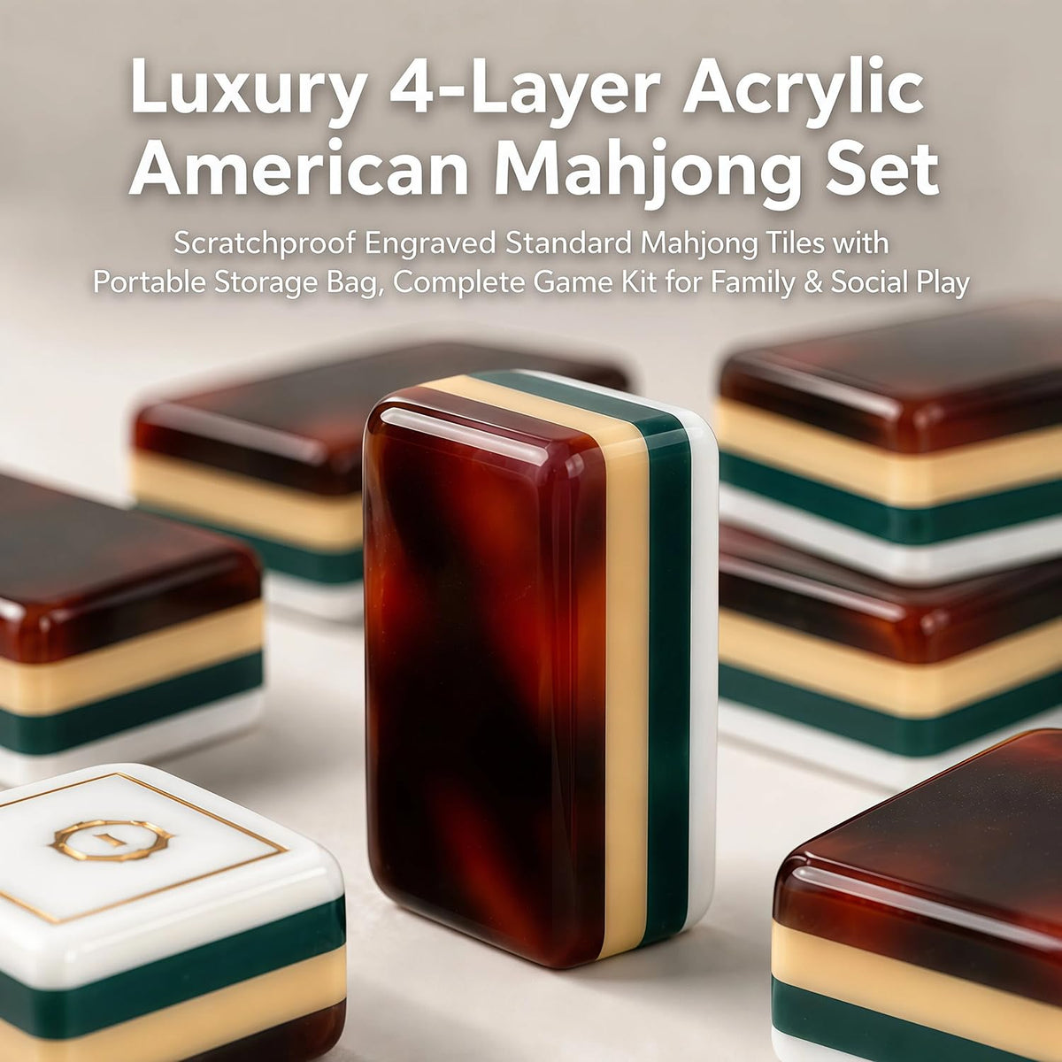 4 Layer Acrylic Mahjong Tile Set I3916