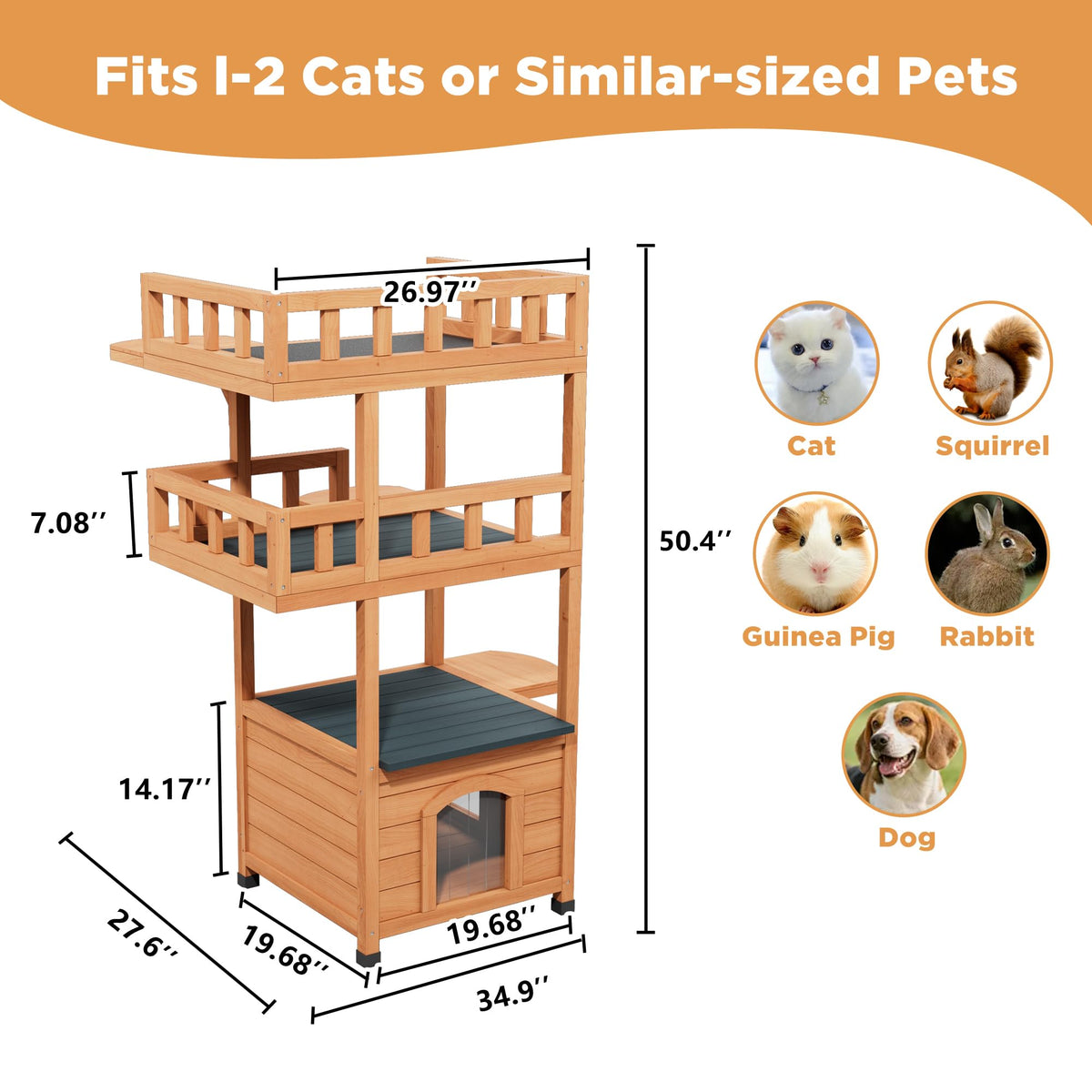 Outdoor Cat Tree Tower with Enclosed Condo I894065