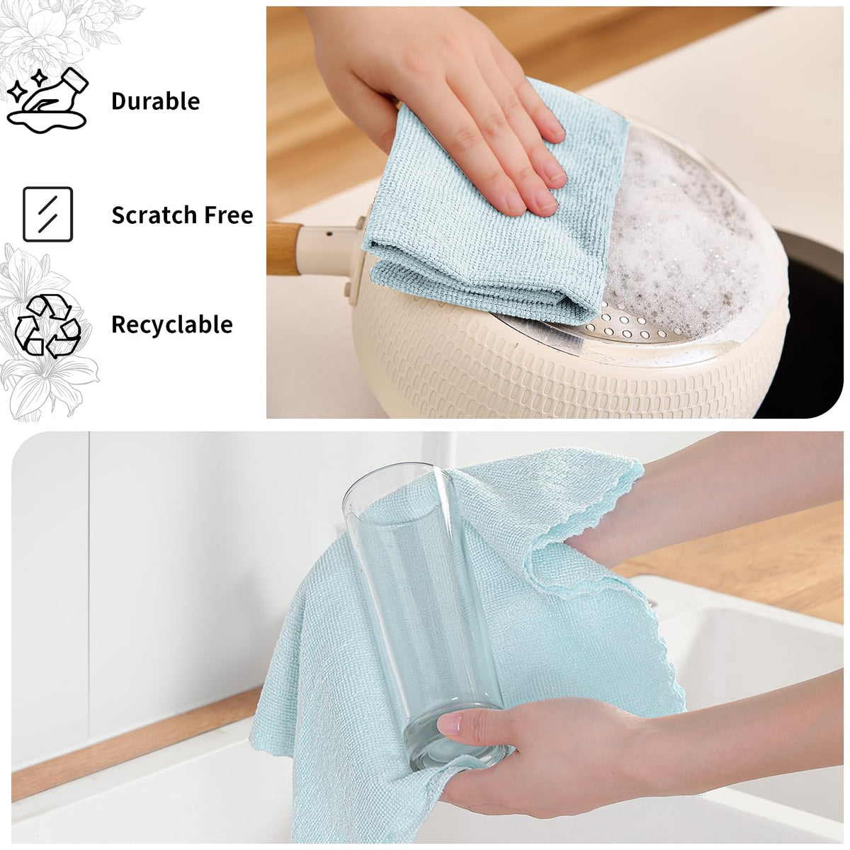 80 Pack Microfiber Cleaning Cloth Roll Blue X55628