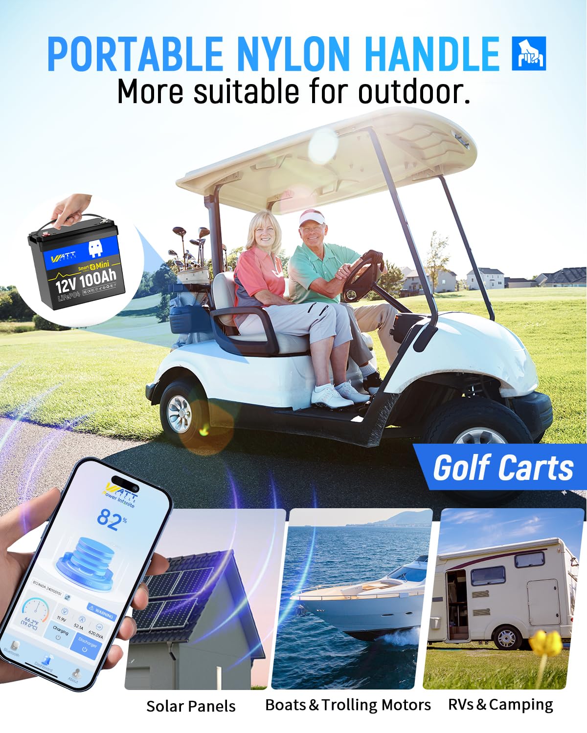 12V 100Ah Mini LiFePO4 Battery with Bluetooth L950