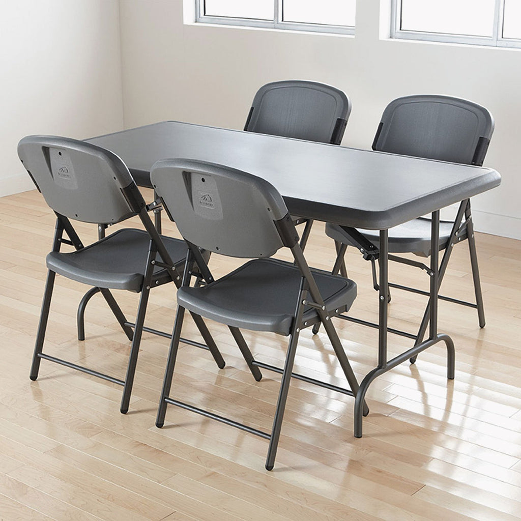 Charcoal Folding Chair with Steel Frame K509723